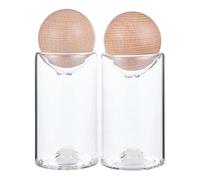 Santa Barbara Design Studio Salt & Pepper Shakers Table Sugar Collection Sleek Kitchen Essentials, 3.25" Tall, Glass/Beech Wood