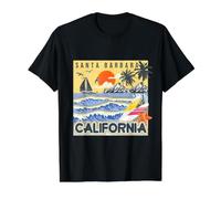 Santa Barbara Sun and Ocean Paradise Vintage California Surf Value Graphic T-Shirt, Men, Black, M