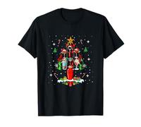 Santa Bartender Tools Xmas Tree Colorful Lights Job Team T-Shirt