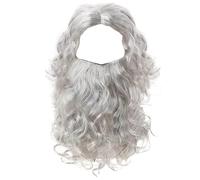 Santa Beard and Wig Set for Men 2PCS Long Wizard Beard with Adjustable Strap Breathable Santa Wig Reusable for Chr