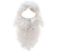 Santa Beard and Wig Set for Men 2PCS Long Wizard Beard with Adjustable Strap Breathable Santa Wig Reusable for Christmas Party, Style 2