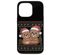 Santa Beavers Christmas Ugly Xmas Sweater Case for iPhone 13 Pro