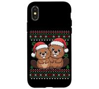 Santa Beavers Christmas Ugly Xmas Sweater Case for iPhone X/XS