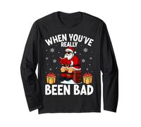 Santa Been Bad Christmas Funny Reading Book Snowflakes Gifts Long Sleeve T-Shirt
