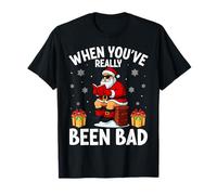 Santa Been Bad Christmas Funny Reading Book Snowflakes Gifts T-Shirt