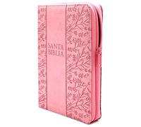 Santa Biblia Reina Valera 1960 Letra Grande tamano manual con Cierre Indice color Rosado Floral/ Spanish Holy Bible RVR 1960. Handy Size, Large Print, Zipper, Pink