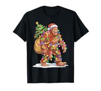 Santa Bigfoot Christmas Lights Funny Sasquatch Believe Xmas T-Shirt