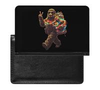Santa Bigfoot Christmas Lights Passport Holder Cover Wallet with ID Card Slot Slim Travel RFID Blocking Case Protector Essentials for Women Men