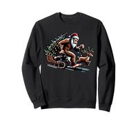 Santa Bigfoot Running With Reindeer Sasquatch Christmas Sweatshirt