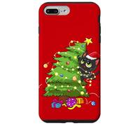 Santa Black Cat Tangled Up In Christmas Tree Lights Holiday Case for iPhone 7 Plus/8 Plus
