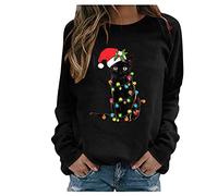 Santa Black Cat Tangled Up In Christmas Tree Lights Sweatshirt
