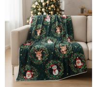 Santa Blanket, Santa Throw Blanket for Couch, Christmas Fleece Blankets, Soft Cozy Plush Fleece Holiday Decor, Cute Xmas Decorations and Gifts for Women, Girls, Family, 50x60 Inches