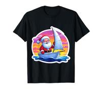 Santa Boat Sailing Sailor Merry Christmas Yacht Skipper Xmas T-Shirt