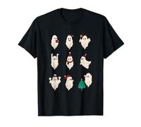 Santa Boo Ghost Creepy Halloween and Christmas Design Santa T-Shirt