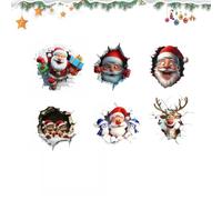 Santa Breakthrough Sticker,Funny Father Christmas Breaks Through The Wall Window Stickers,Christmas Cartoon Santa Sticker for Living Room, Party Decoration with Realistic 3D Effect (6pcs)