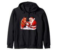 Santa Building Snowman With Horse Zip Hoodie