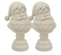 Santa Bust Christmas Tabletop Decoration - 2 Pack White Santa Claus Head Statue, SantaClaus Bust Seasonal Accent Pieces, Half Body SantaClaus Resin Figurine Christmas Ornaments for Tabletop, Bookshelf