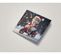 Santa Cat on a Moped Pack of 5 Christmas Greeting Cards 150mm x 150mm Square - Including Envelopes - GC665SQPCK5