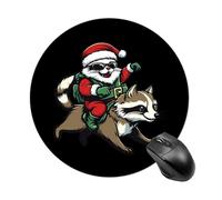 Santa Cat on A Raccoon Round Mouse Pad for Office Home