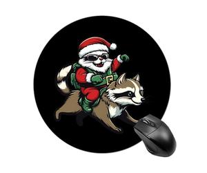 Santa Cat on A Raccoon Round Mouse Pad for Office Home