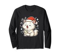 Santa Cat Singing Carols Long Sleeve T-Shirt