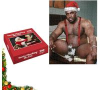 Santa Checking His List Prank Puzzle, 300-Piece Barry-Wood-Meme Jigsaw, Adult Humor Jigsaw with Surprise Image, Funny Holiday Gag Gift, Hilarious White Elephant/Secret Santa Holiday Gag Gifts (1pcs)