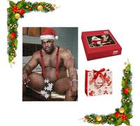 Santa Checking His List Prank Puzzle, Santa Checking His List Puzzle, 300-Piece Barry Wood Puzzles with Surprise Image, Funny White Elephant/Secret Holiday Gag Gifts