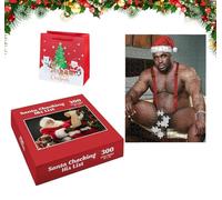 Santa Checking His List Puzzle, 300-Piece Meme Jigsaw with Surprise Image, Barry Wood Meme Jigsaw Puzzle, Prank Puzzles for Adults, Funny White Elephant/Secret Santas Holiday Gag Gifts (a)