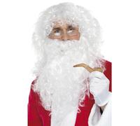 Santa Christmas 4 PIece Instant Fancy Dress Up Kit Beard Wig Glasses Pipe