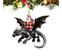 Santa Christmas Ornaments - 2D Santa Riding a Flying Dragon Decor,Christmas Tree Decor,for Holiday Home Party Window Backpack Celebration Winter Seasonal Display