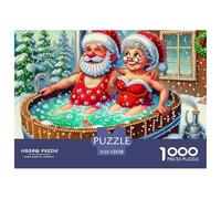 Santa Claus 1000 Piece Educational Game Decompression Puzzle -Santa & Mrs Claus Hot Tub for Adults Wall Decoration And Gifts52x38cm/1000pcs