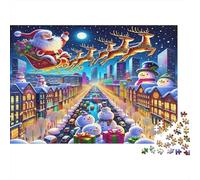 Santa Claus 1000 Piece for Adults Teens: Santa's Sleigh over City Educational Game for Wall Decoration 52x38cm/1000pcs