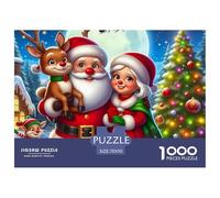 Santa Claus 1000 Piece Puzzles for Adults Kids -Santa Mrs Claus & Reindeer Educational Game Decompression Fun And Challenging Family Game70x50cm/1000pcs