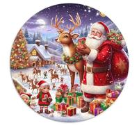 Santa Claus 1000 Pieces Jigsaws Stress Reliever Difficult Challenge for Adults & Kids Creative Circular Puzzle Home Decor Gifts (67.5x67.5cm)