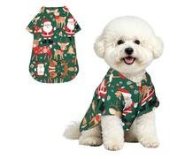 Santa Claus and Christmas deer Breathable Hawaiian Dog Shirt Summer Button Up Top for Small Medium Dogs S