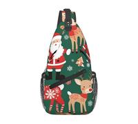 Santa Claus and Christmas deer Casual Crossbody Bag Durable Large Capacity Lightweight and Breathable Suitable for Various Outdoor Venues