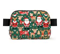 Santa Claus and Christmas Deer Square-Shaped Fashion Waist Bag with Light Durable for Various Outdoor Sports Use