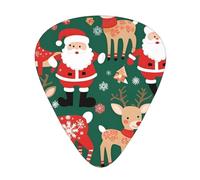 Santa Claus and Christmas deerGuitar Picks, 12-Piece Pattern Set, Three Different Thicknesses for Acoustic Electric Guitar and Other Instruments