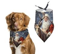 Santa Claus and Deer Elk Dog Bandana Triangle Dog Scarf Washable Polyester Dog Bibs Cute Pet Bandana for Medium Large Dogs Puppy and Cats