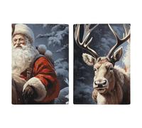 Santa Claus And Deer Elk Passport Holder Leather Passport Wallet Cover Case Passport Protective Cover Cute Passport Book Holder Slim Credit Card Holder Travel Accessories for Women Men