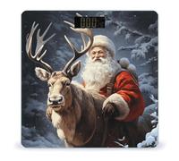Santa Claus and Deer Elk Scale for Body Weight LED Display Sturdy Tempered Glass Digital Bathroom Scale Anti-Slip Highly Accurate Digital Weighing Machine for People 400lb Capacity