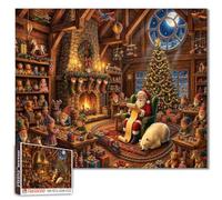 Santa Claus and Elves Jigsaw Puzzles for Adults 1000 Pieces Wooden Workshop Polar Bear Christmas Scene DIY Puzzle Family Games Wall Decor Gifts 19.7 x 27.6 Inch