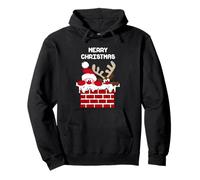 Santa Claus and Reindeer Merry Christmas Pullover Hoodie