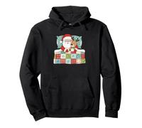 Santa Claus And Reindeer Sleeping Christmas Pullover Hoodie
