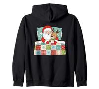 Santa Claus And Reindeer Sleeping Christmas Zip Hoodie