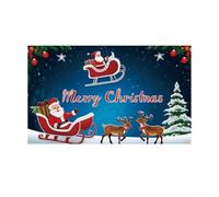Santa Claus and Snowman Christmas Banner for Yard and Event Decoration, Polyester Fabric with Four Grommets for Hanging on Various Surfaces (D)