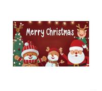 Santa Claus and Snowman Christmas Banner for Yard and Event Decoration, Polyester Fabric with Four Grommets for Hanging on Various Surfaces (E)