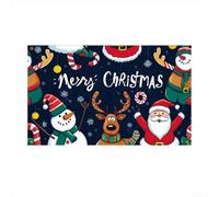 Santa Claus and Snowman Christmas Banner for Yard and Event Decoration, Polyester Fabric with Four Grommets for Hanging on Various Surfaces (C)
