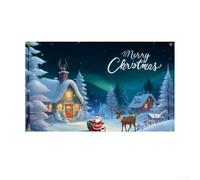 Santa Claus and Snowman Christmas Banner for Yard and Event Decoration, Polyester Fabric with Four Grommets for Hanging on Various Surfaces (A)