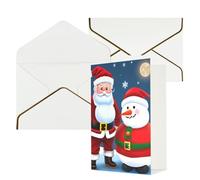 Santa Claus And Snowman Print Greeting Card Paper, Half Fold To Cards For Birthday, Wedding, Party.